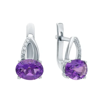 

Silver earrings with amethyst and cubic zirconia sunlight sample 925
