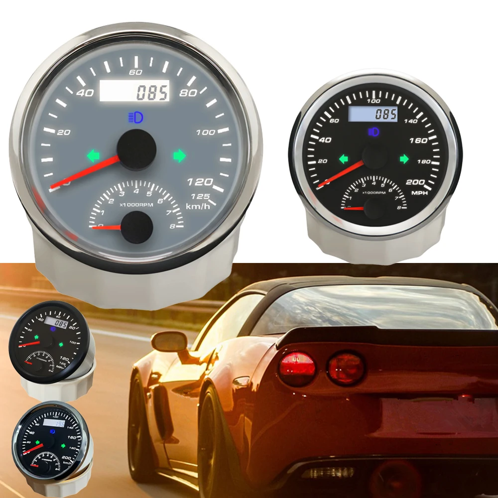 RHAXEL Waterproof GPS Speedometer Speedo Gauge Meter 125KM/H 200KM/H