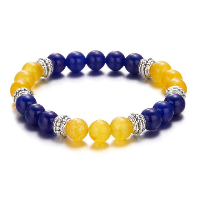 Trendy Ukraine National Flag Bracelets Handmade Natural Stone Beads Bracelet Yellow Blue Ukrainian Flag Patriotism Pride