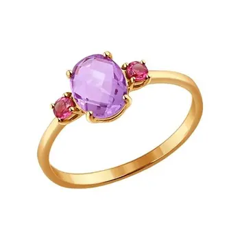 

Sokolov ring made of gold with полудрагоценными inserts, fashion jewelry, 585, women's male