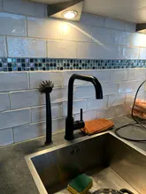 Uythner-grifo de cocina de níquel bruñido, mezclador de agua caliente y fría, color negro mate