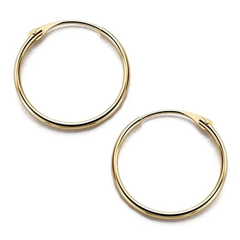 

Earrings 18k gold rings 14mm. Smooth round light [7720]