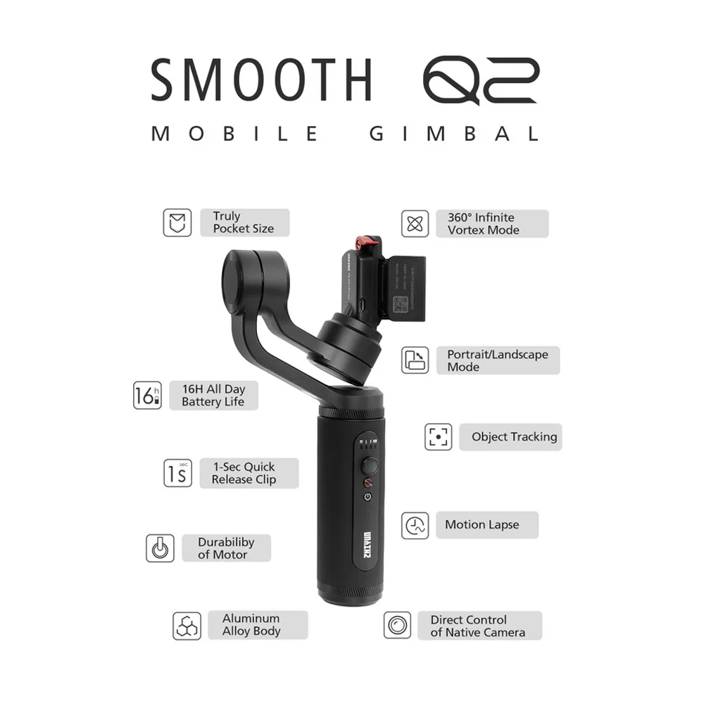 Zhiyun Smooth 4 гладких Q2 3-осевой ручной шарнирный стабилизатор для камеры GoPro для смартфонов экшн Камера комплектующие для мобильных телефонов: тач скрин(Д х Ш х В XR 8 huawei P30