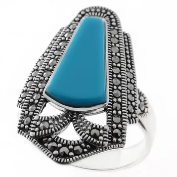 

Ring of silver with turquoise and Marcasite