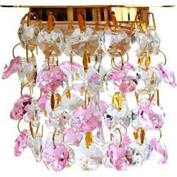 

Ceiling light, JC G4 with clear-pink glass, gold, with lamp, A244