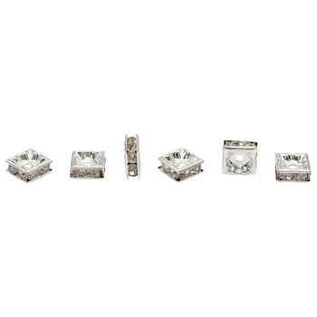 

Rondel with rhinestones, Square 8mm, 6 pcs/pack, Astra (Silver/transparent)