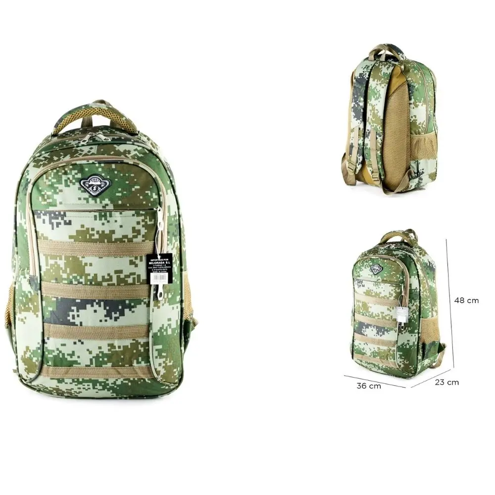 Mochila Estampado Militar Hombre Escolar para Niño y para Adulto en Verde y Marrón, Mochilas de Hombre y Deportivas