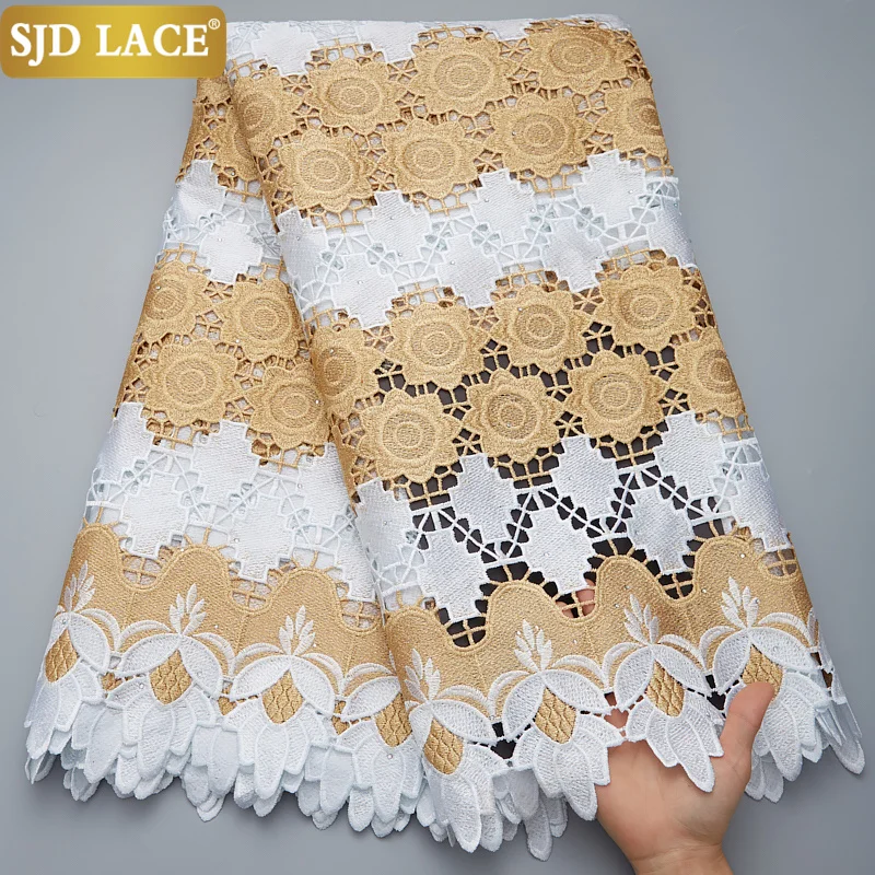 

SJD LACE New Design African Cord Lace Fabric High Quality Water Soluble Guipure Cord Laces For Nigerian Wedding Materials A2802