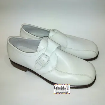 

Communion shoes for boy on beige leather (ice) with buckle, Twin Pass