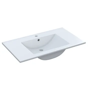 

Basin Ceramic White Color, Pile sink Rectangular bathroom, Measurements: 81,5 cm (Length) x 18 cm (High) x 46 cm (Bottom)