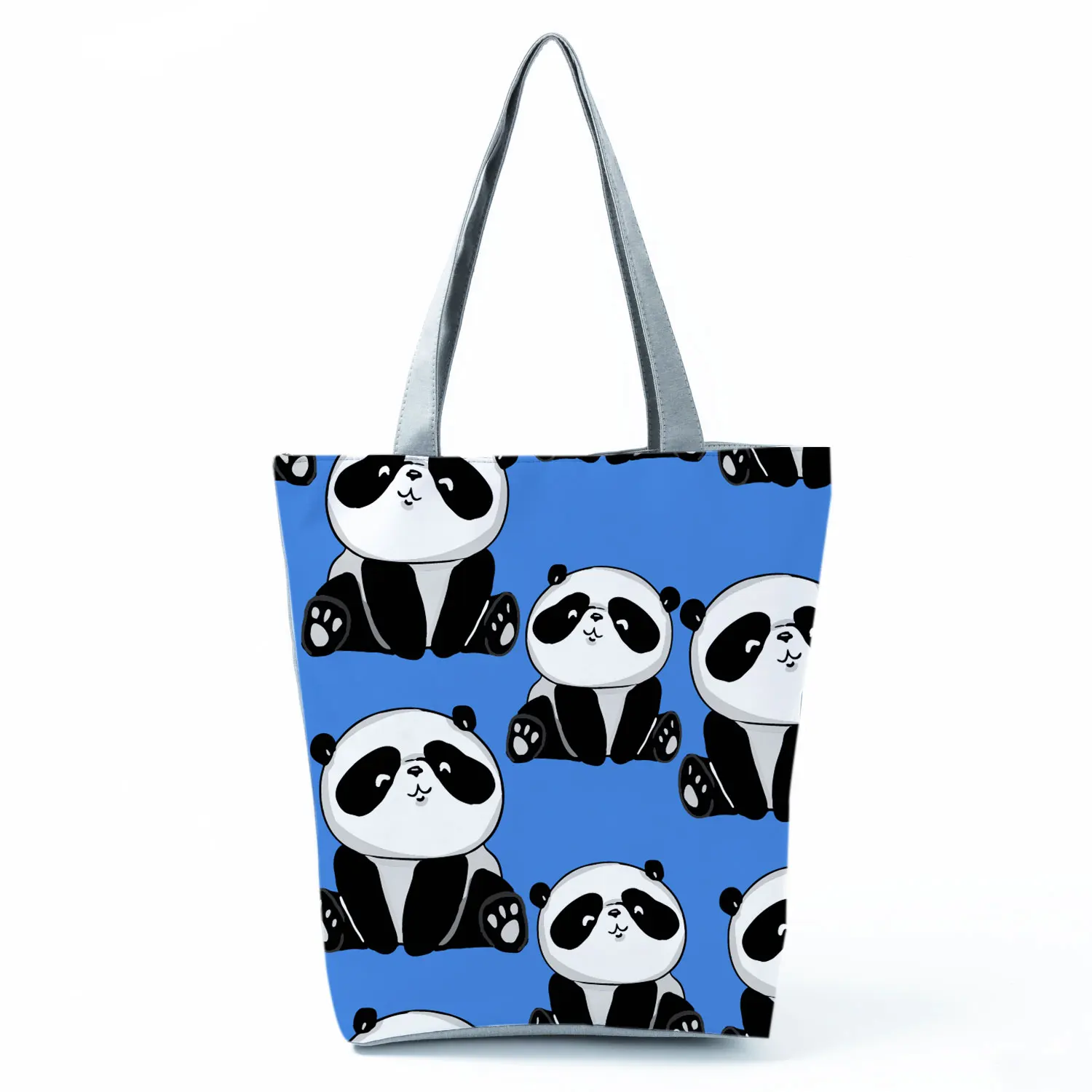 

Panda Handbags High Capacity Eco Reusable Women Shopping Bag Cute Cartoon Graphic Travel Beach Bag Blue Tote Bag Custom Pattern