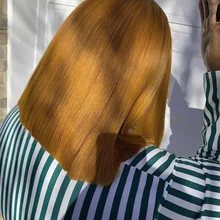 Jengibre Bob corto pelucas de cabello humano Rubio transparente peluca con malla frontal 13*1 Remy peruano recto naranja malla con división frente pelucas de cabello