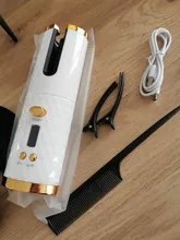 Rizador de pelo inalámbrico y giratorio automático, recargable por USB rizador de pelo, pantalla LED, herramienta de estilismo ajustable con temperatura