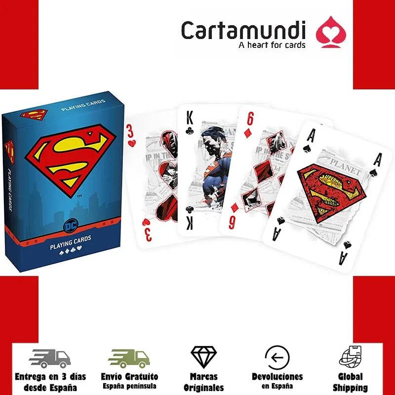 Cartamundi, Mazzo Di Poker, 55 Carte, Poker, Superman, Fumetti Dc Super Heroes, Gioco Da Tavolo, Carte Da Gioco, Adulti, Collezione, Da Collezione, Co