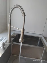 Grifos de latón para fregadero de cocina, escobilla, Palanca única, resorte extraíble, mezcladores, agua fría y caliente, grúa 9009