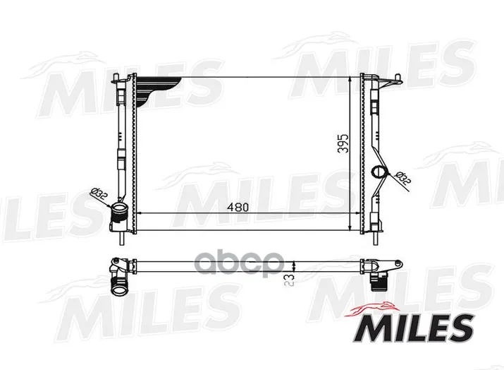 Радиатор Renault Duster/Logan/Sandero/ Lada Largus 1.2-1.6/1.5d-A/C 09- Miles Acrm004 Miles арт. ACRM004