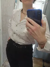 Casual Women Blouse Tops Collar Long-Sleeve Office-Work Printed Polka-Dot Fashion Ladies