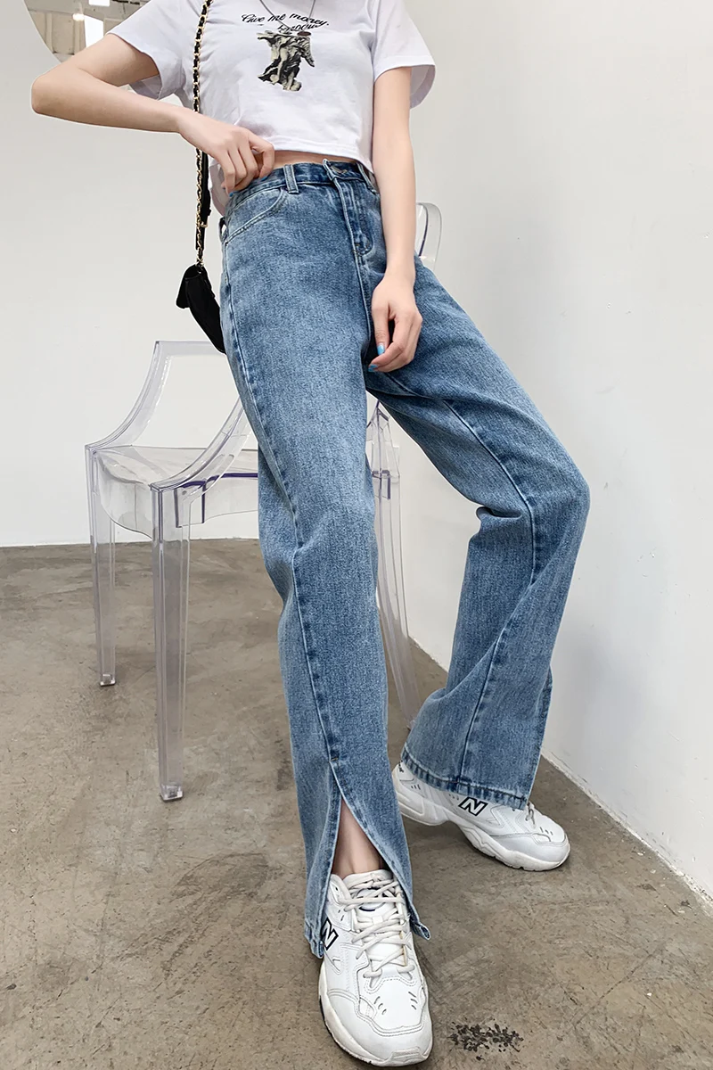 Spring and Summer Women's Full-Length Classical Straight Open-Leg Jeans D-0355 wide leg jeans Jeans