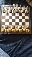 Chess-Set WPC Magnetic Silver Medieval Gold with 32 High-Quality
