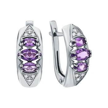 

Silver earrings with amethyst and cubic zirconia sunlight sample 925