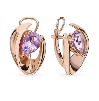 

Gold earrings with amethyst sunlight