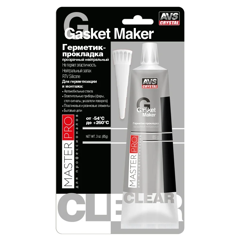 Герметик-прокладка нейтральный MasterPro &quotпрозрачный&quot 85 гр. AVS AVK-347 | Автомобили и