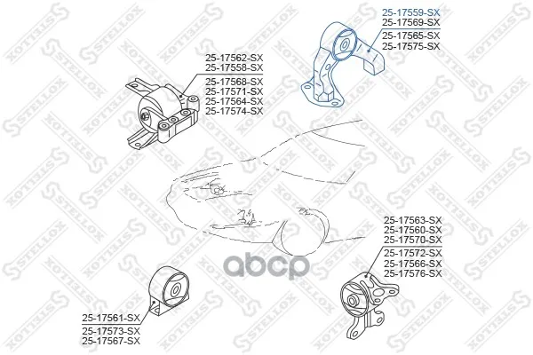 25-17559-Sx_подушка Двигателя Задняя! Mitsubishi Lancer Cy2a/Cy3a/Cy4a-2007 Stellox 2517559sx Stellox арт. 2517559SX