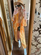 Bikini Cover-Ups Kimono Swim-Suit Beach-Wear Tunic Women Boho Carfigan Sexy Long Plus-Size