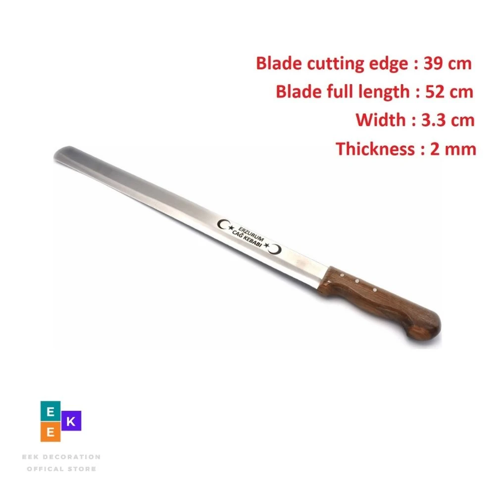 Erzurum Cağ Kebab Doner Knife 52cm Stainless Steel Long Sharp Meat Ham