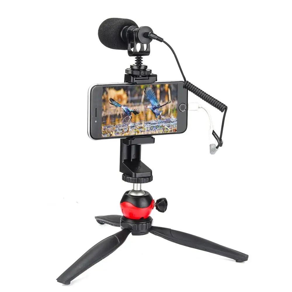 

EACHSHOT Smartphone Video Kit Filmmaker Mini Tripod with Shotgun Video Microphone Video Rig for iPhone X XR XS 8 Plus Samsung