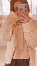 Oversize Sweater Coats Women Cardigans Knitted Beige Syiwidii Pink Fashion Solid Khaki