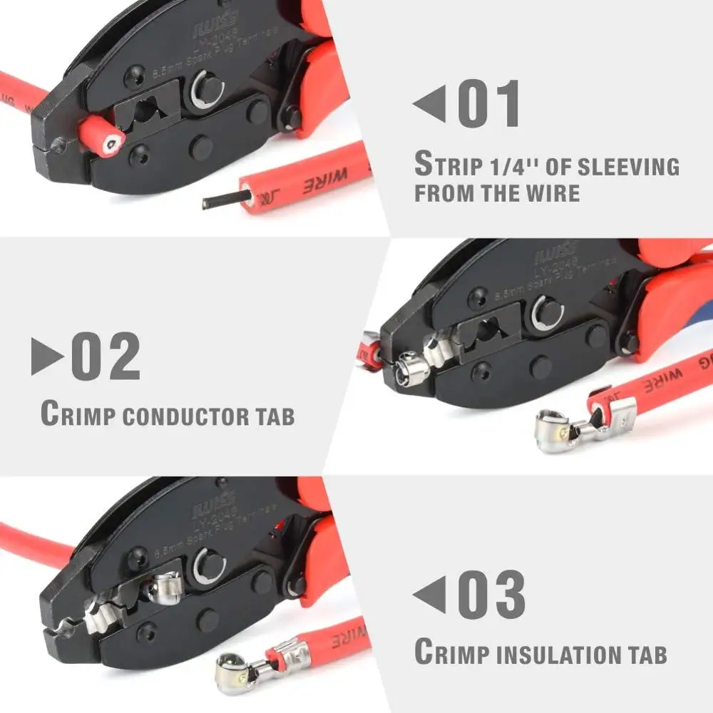 IWISS Ratchet Spark Plug Wire Crimper For Spark Plug Ignition Wire And Terminals