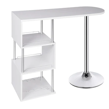 

1PC Kitchen Bar Table Bistro Breakfast Dining Table Coffee Table with 3-Tier Storage Shelves for Beverage Display Space Divider