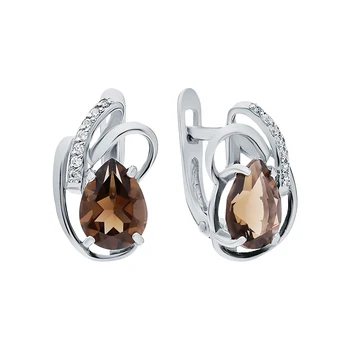 

Silver earrings with раухтопазами and cubic zirconia sunlight sample 925