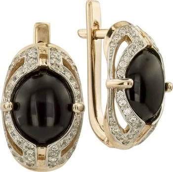

Aloris earrings with agate and cubic zirconia in red gold