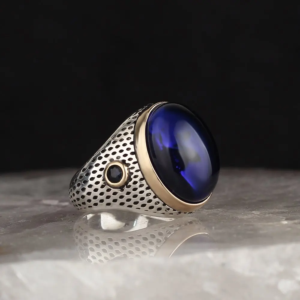 

Zircon Traditional Turkish 925 Sterling Silver Men's Handmade Sword Signet Rings Jewelry Gift From Turkey for Women Men