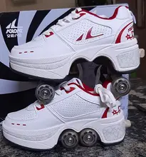 Zapatos de Parkour deformables para adultos y niños, patines con cuatro ruedas, para correr, unisex