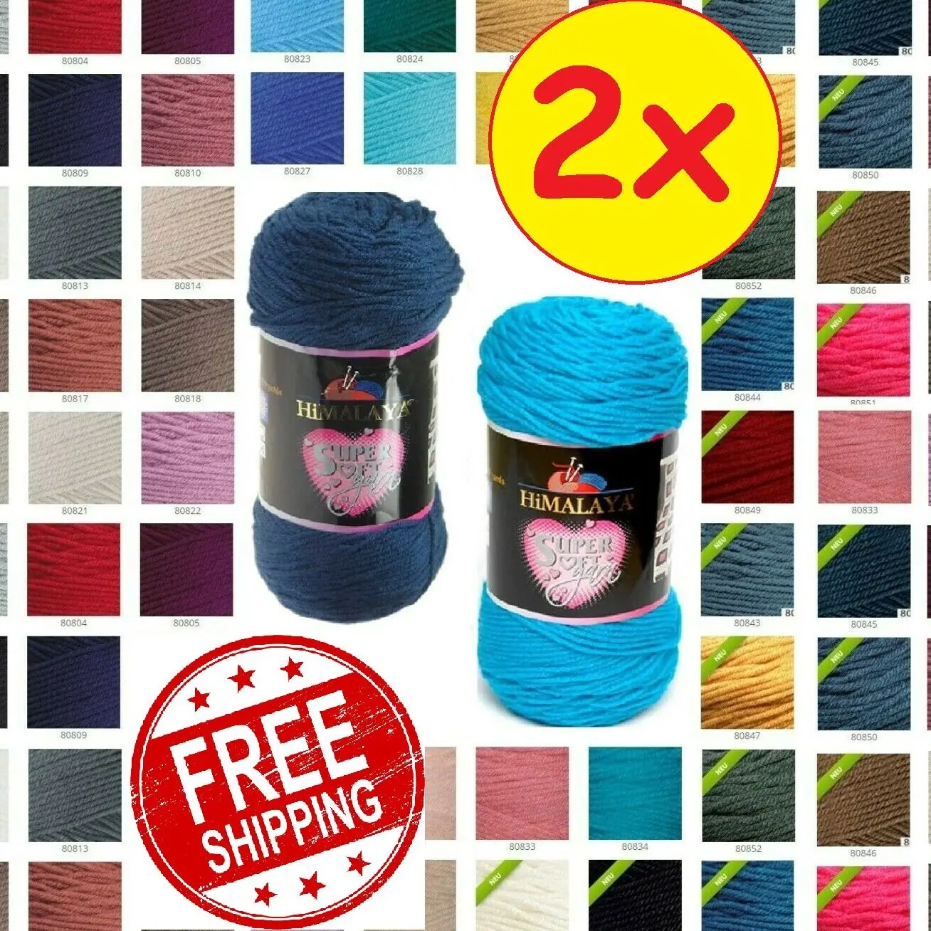 Himalaya Super Soft Yarn 2x200g Free Shipping ! 2 Pieces Hand Knitting Crochet Merino Wool Cotton Winter Basic Worsted Amigurumi | Дом и сад