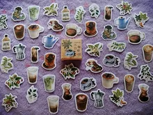 Mohamm 46 Uds CAFÉ Tienda de libros de pegatinas Scrapbooking notas DIY de papel pegatinas escamas papelería accesorios suministros de arte