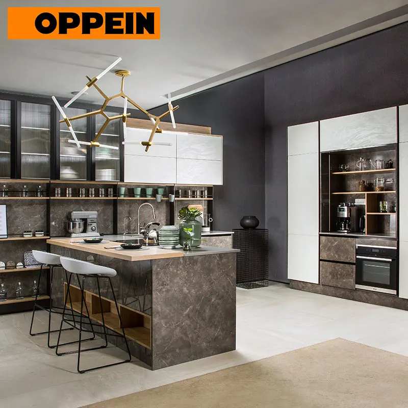 OPPEIN Германия дизайн мебели УФ лак-гель кухонные шкафы с остров | Обустройство