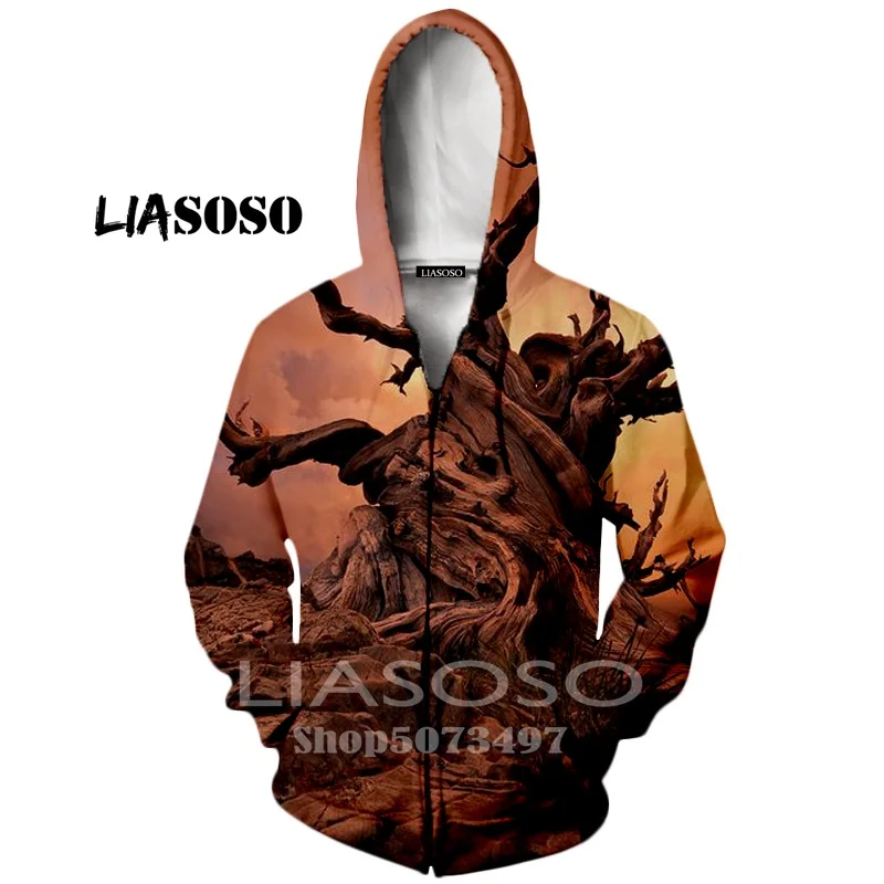 Liasoso, новинка, мужские толстовки, 3d принт, мертвые листья, дерево рок, повседневный спортивный дизайн, Осень-зима, длинный рукав, кардиган с капюшоном