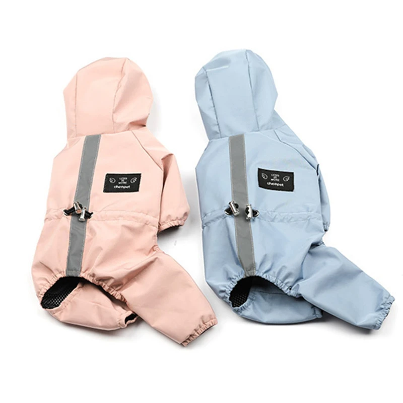 

Dog Zip Up Raincoat Reflective Button Water Resistant Adjustable Drawstring Removable Hood Stylish Premium Wear Lightweight