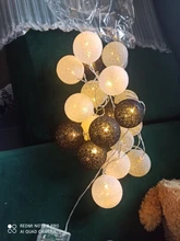 Garland-Lights String Fairy-Lights-Decoration Cotton-Ball Xmas Wedding-Party Holiday