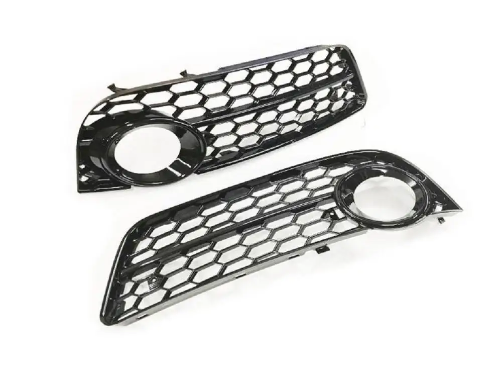 

Black Honeycomb Open Vent Baseline Front Fog Light Grille (Black/Chrome Ring) For Audi A5 S5 8T