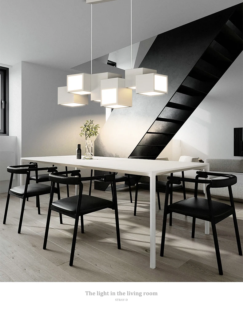 2022 Modern Minimalist Design LED Chandelier For Dining Room Kitchen Living Room Bedroom Ceiling Pendant Lamp Black Square Light dining room lights