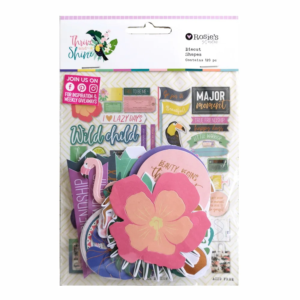 

CRZCrafter 120pcs Printed Paper Diecut Shapes Ephemera Foil Designs Embellishments Scrapbooking Cardmaking Journal Decorations