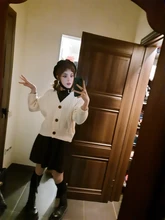 Suéter tejido para Otoño e Invierno para mujer, cárdigan informal de manga larga con botones, ropa cálida, 2021