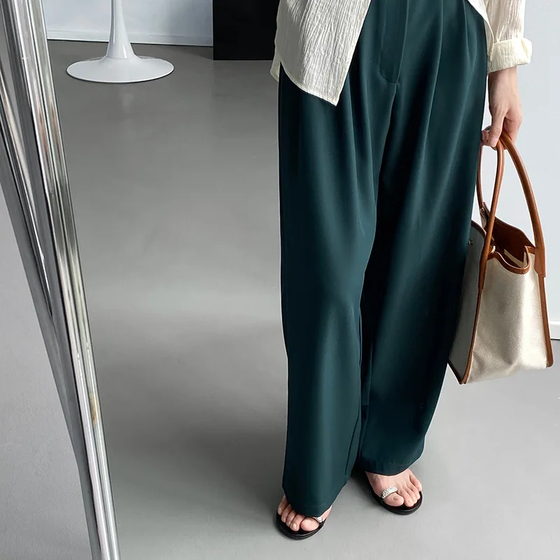 Obrix Female Light Elegant Office lady Pants Pretty High Waist Wide Leg Loose Beautiful Fashion Trousers For Women womens clothing