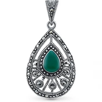 

Silver Wings pendant with marcasite and Agate in silver