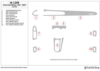 

Interior lining for Chevrolet Malibu 1997-2003. Set L229.